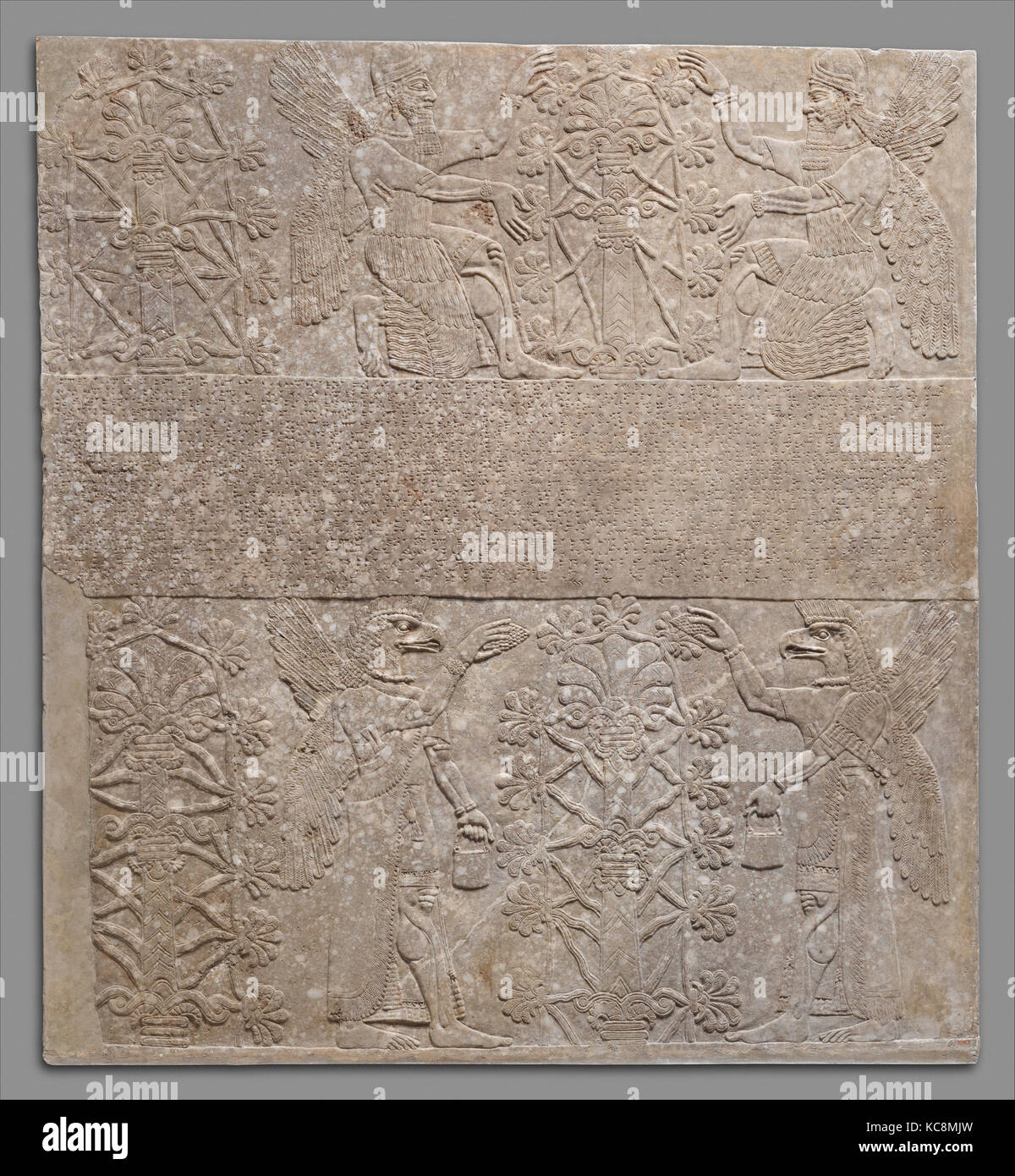 Relief panel, Neuassyrischen, Ca. 883 - 859 v. Chr., in Mesopotamien, Nimrud (antike Kalhu), Assyrische, Gips, Alabaster, 90 1/2 x 84 1/2 Stockfoto