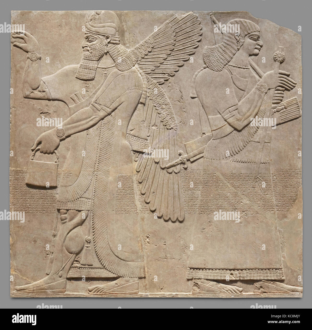 Relief panel, Neuassyrischen, Ca. 883 - 859 v. Chr., in Mesopotamien, Nimrud (antike Kalhu), Assyrische, Gips, Alabaster, H. 92 1/4 x W. 95 Stockfoto