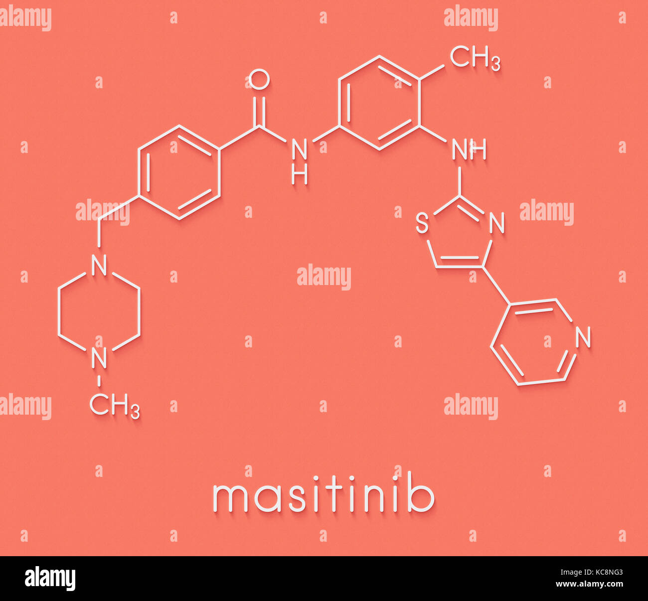 Masitinib Krebsmedikament Molekül. Skelettmuskulatur Formel. Stockfoto