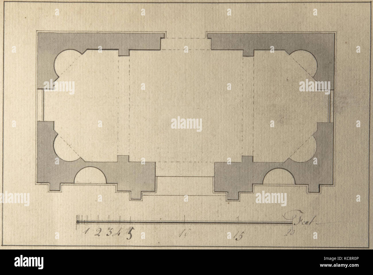 Plan für Gartenpavillon, nachdem Robert Morris, Anfang bis Mitte des 18. Jahrhunderts Stockfoto
