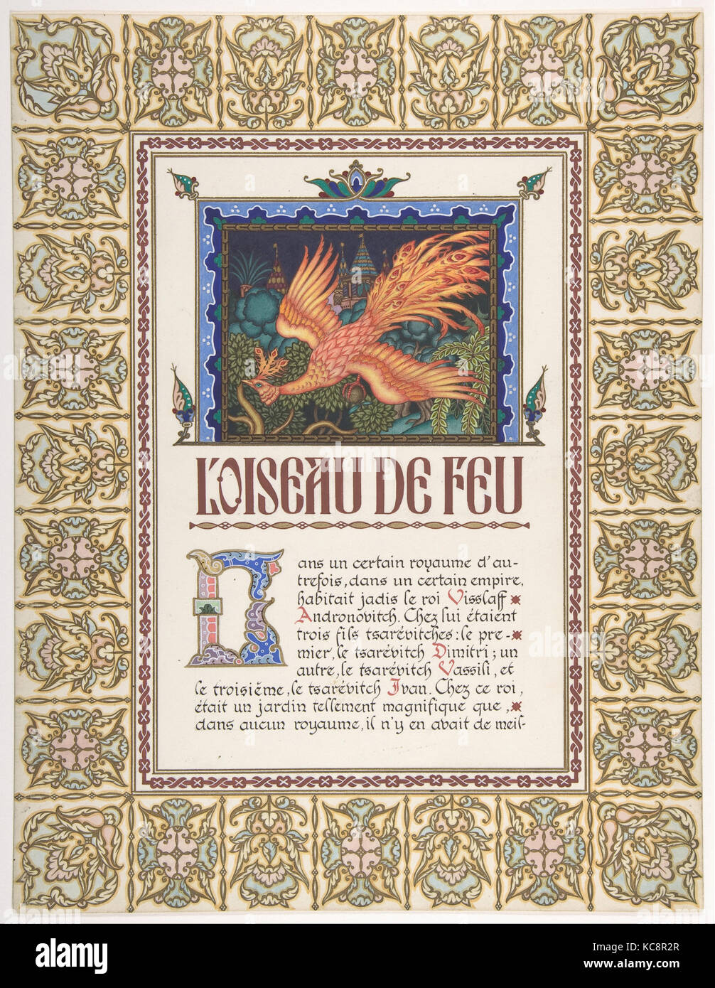 Titel der Seite: L'Oiseau de Feu et d'autres Contes populaires Russes, Boris Zvorykin, Ca. 1925 Stockfoto