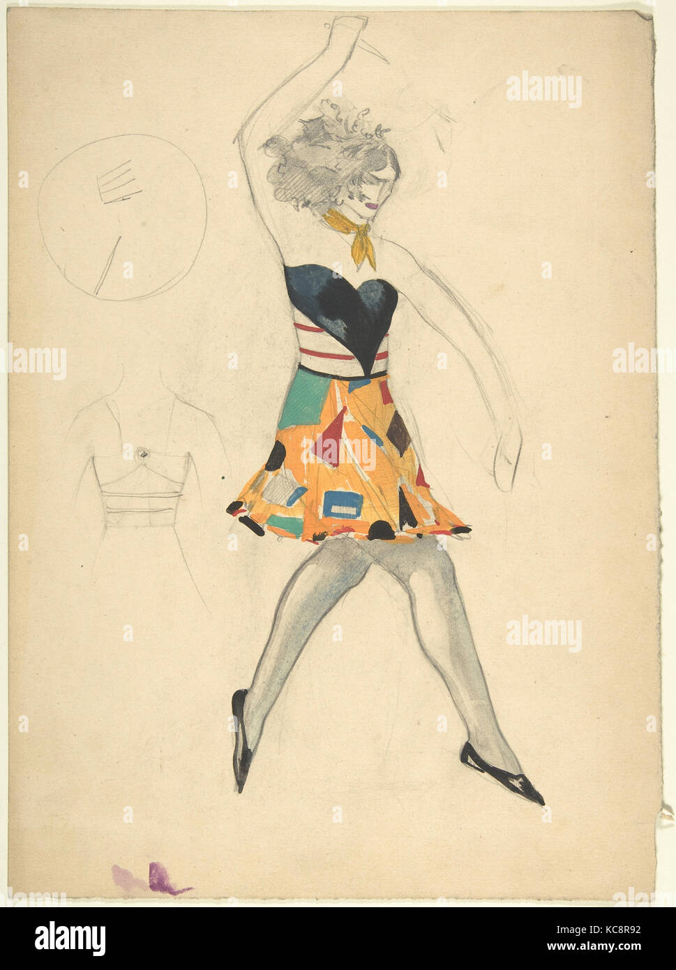 Tänzerin in kubistischen Kostüm eine Holding Messer, Sergey Chekhonin, N. d Stockfoto