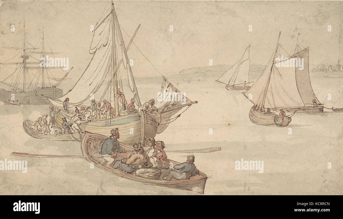 Schiffe und Seeleute, Thomas Rowlandson, Ende des 18. Anfang des 19. Jahrhunderts Stockfoto