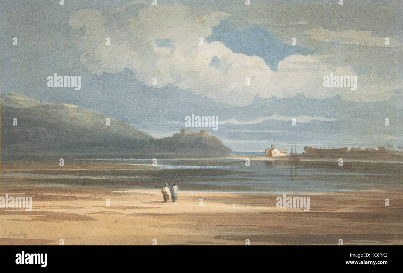 Harlech Castle über den Traeth Mawr, John Varley, 1800 - 1842 Stockfoto