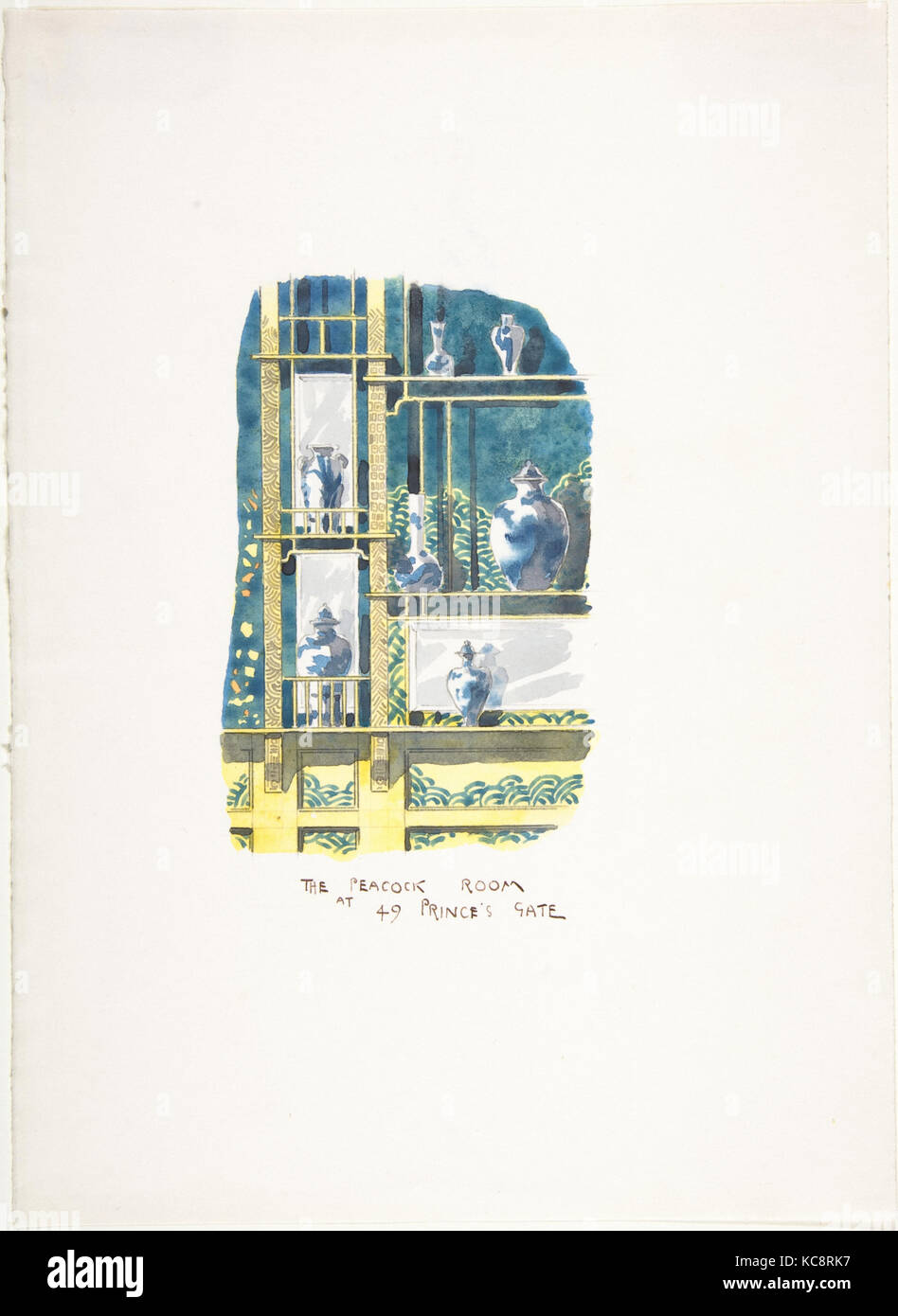 Zeichnung der Pfau Zimmer bei 49 Prince's Gate, Pickford Robert Waller, Ca. 1900 Stockfoto