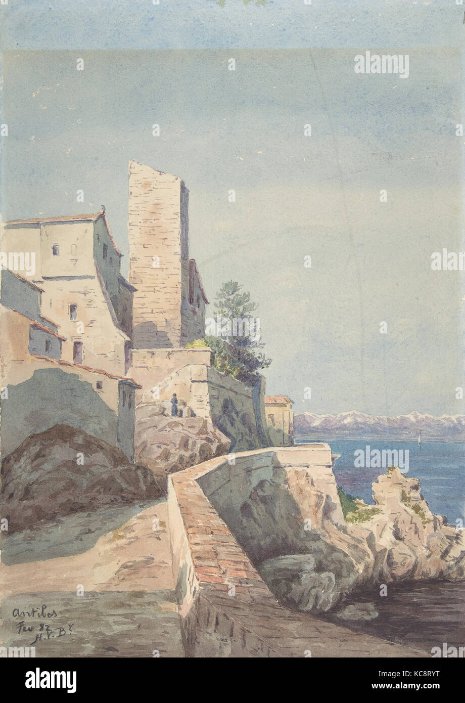 Antibes, 1882, Aquarell, Blatt: 12 3/4 x 9 5/8 in. (32,4 x 24,5 cm), Zeichnungen, Henry Victor Burgy (Französisch, gestorben 1901 Stockfoto