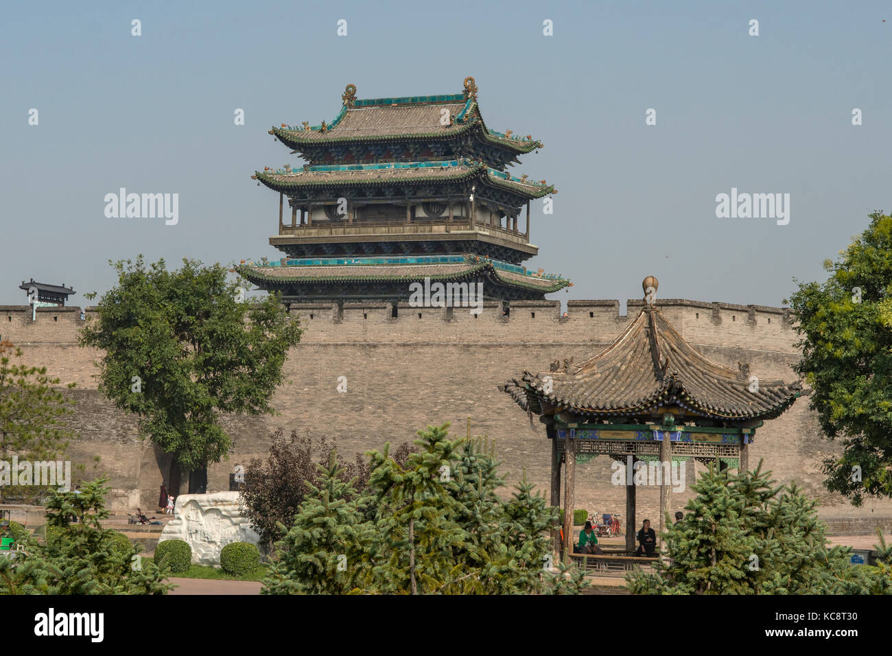 Ying xun Gate Tower auf der Stadtmauer, alte Stadt von Pingyao, Shanxi, China Stockfoto