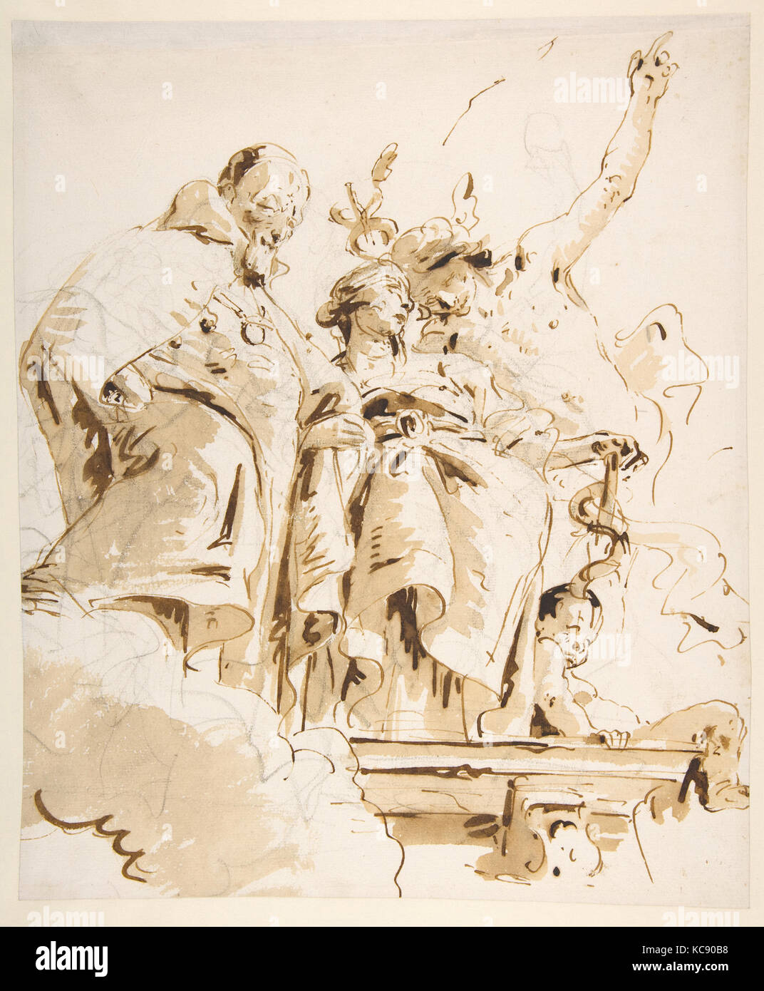 Im Alter von Würdenträger durch Quecksilber und Klugheit, Giovanni Battista Tiepolo, 1696-1770 besuchte Stockfoto