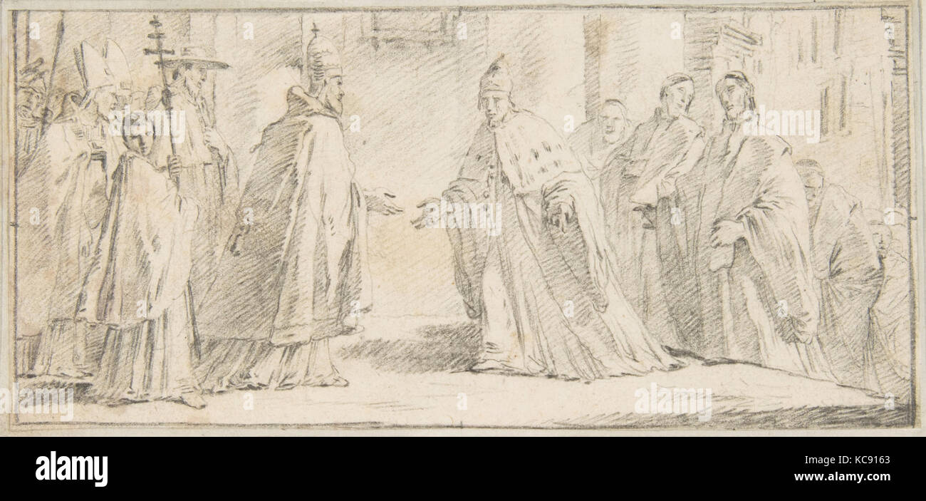 Illustration für ein Buch: Treffen zwischen einem Papst und Doge, Giovanni Battista Tiepolo, 1696 - 1770 Stockfoto