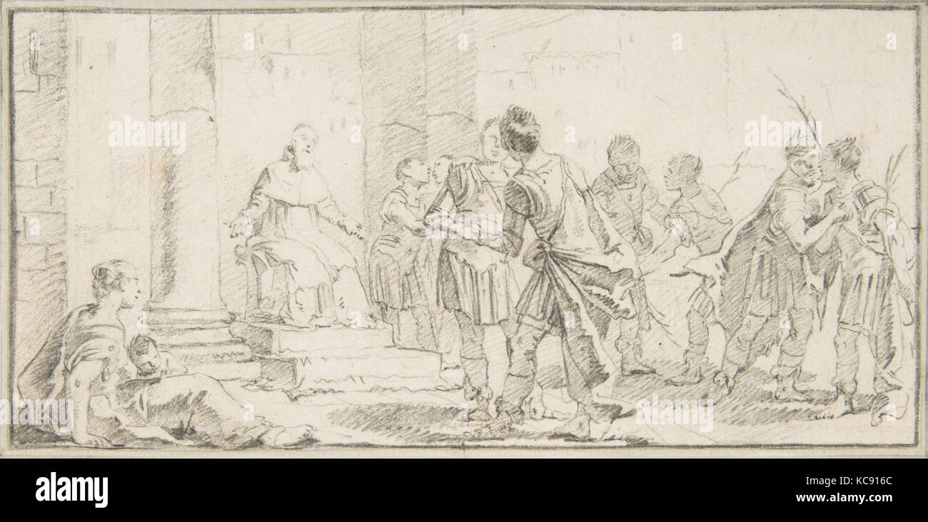 Illustration für ein Buch: Szene der Friedensstiftung, Giovanni Battista Tiepolo, 1696 - 1770 Stockfoto