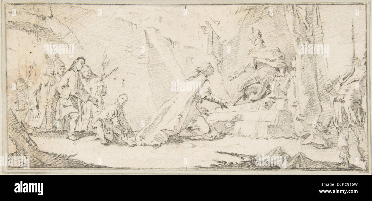 Illustration für ein Buch: Supplicants Flehen um ein Kaiser für Frieden, Giovanni Battista Tiepolo, 1696 - 1770 Stockfoto
