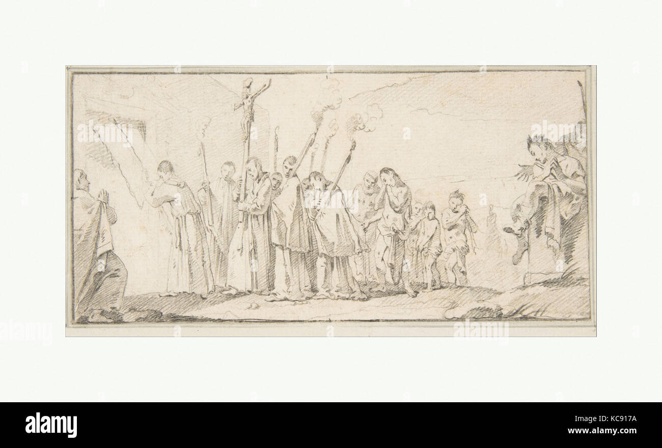 Illustration für ein Buch: Prozession der Mönche und Flagellanten, Giovanni Battista Tiepolo, 1696 - 1770 Stockfoto