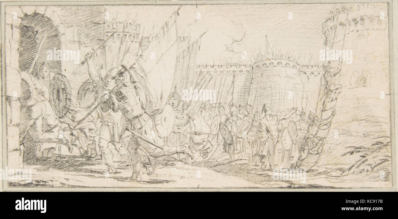 Illustration für ein Buch: Soldaten Erstürmung einer Stadt, Giovanni Battista Tiepolo, 1696 - 1770 Stockfoto