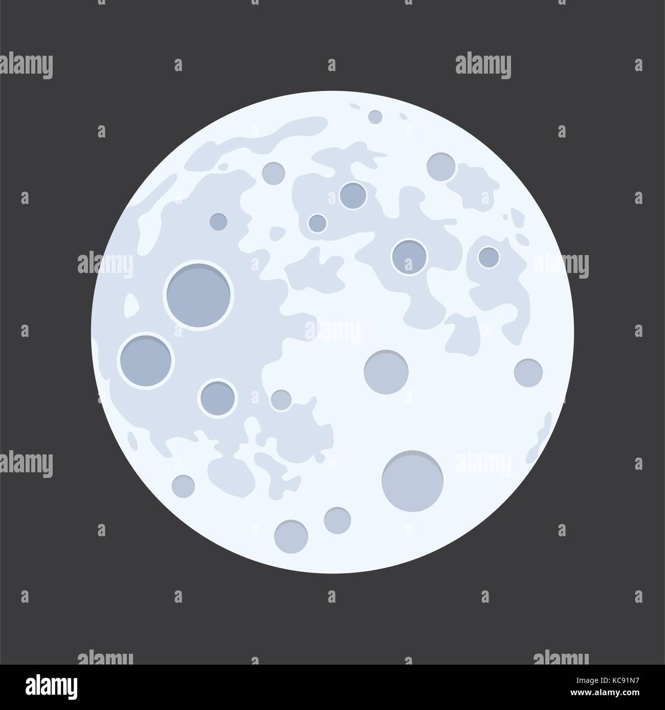 Vector Illustration der Vollmond auf schwarzem Hintergrund isoliert. flaches design Stil des Abstrakten mond Oberfläche Stock Vektor