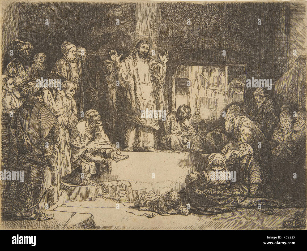 Christus Predigt (La Petite Tombe) (Kopie), nach Rembrandt, N. d Stockfoto