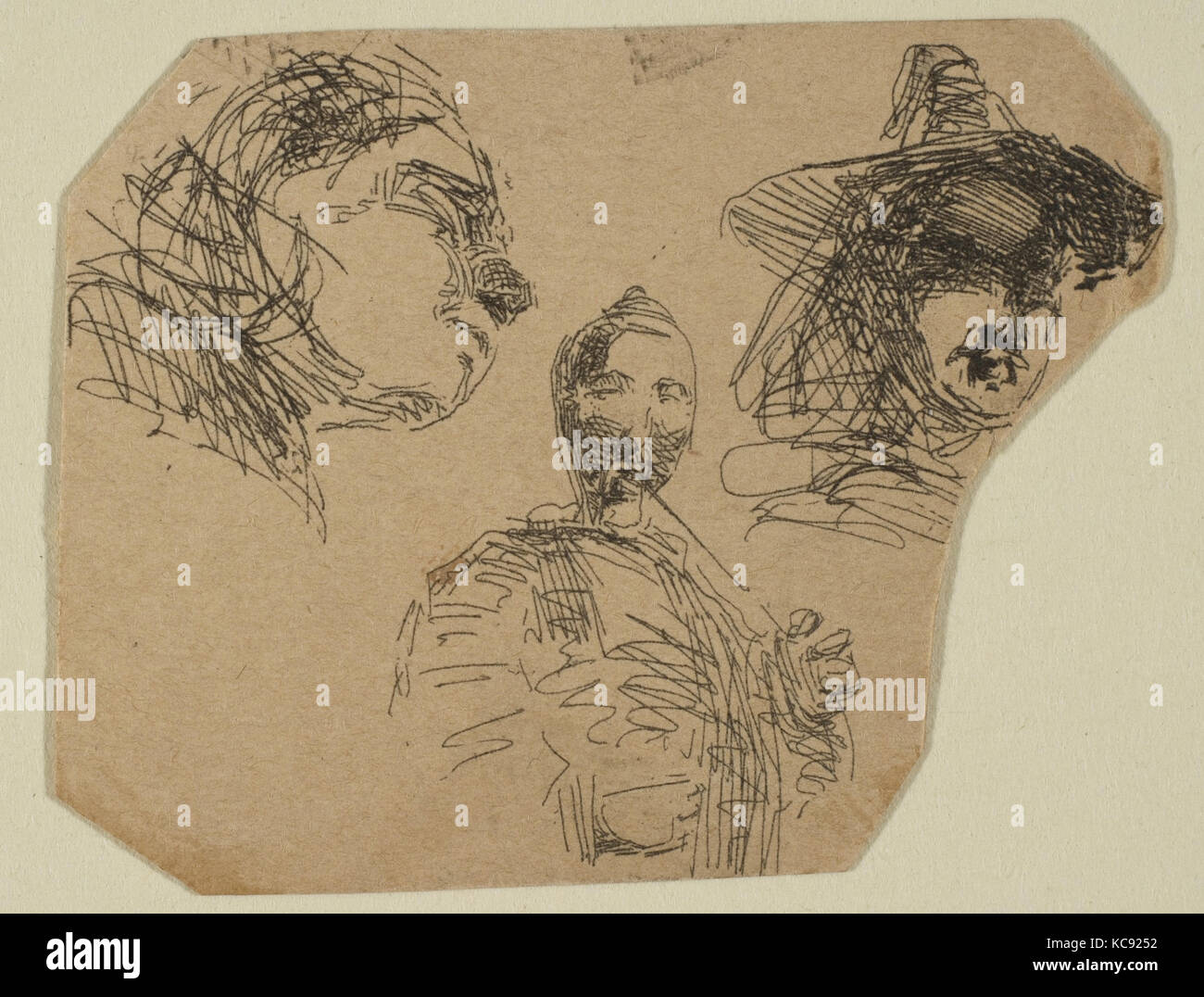 Zwei weibliche Köpfe und Stehende Figur (von Skizzen an der Küste Umfrage Platte), James McNeill Whistler, 1854-55 Stockfoto