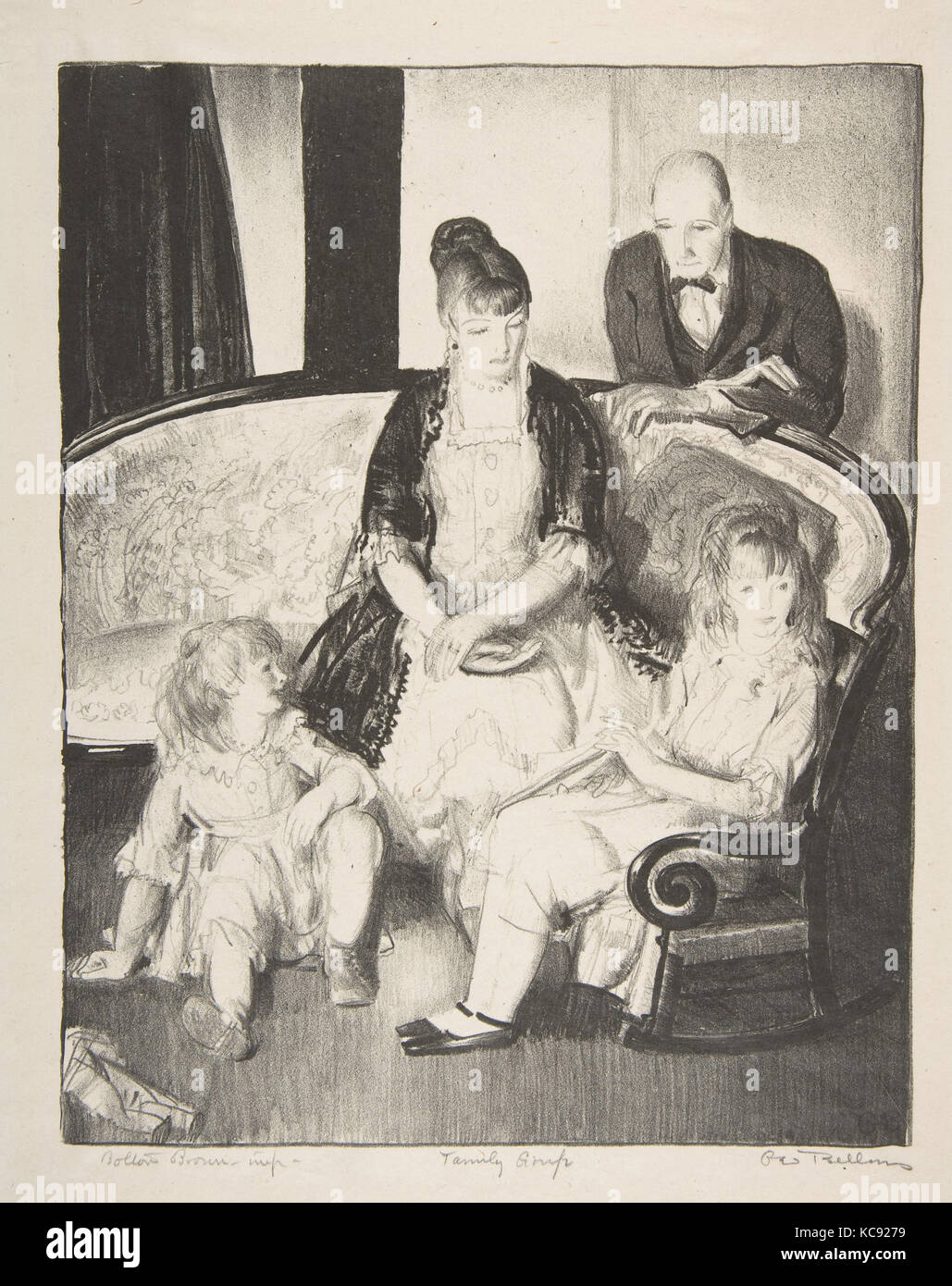 Meine Familie, meine zweite Stein, 1921, Lithographie, Bild: 10 1/8 x 8 in. (25,7 x 20,3 cm), Drucke, George Faltenbalg (Amerikanische, Columbus Stockfoto