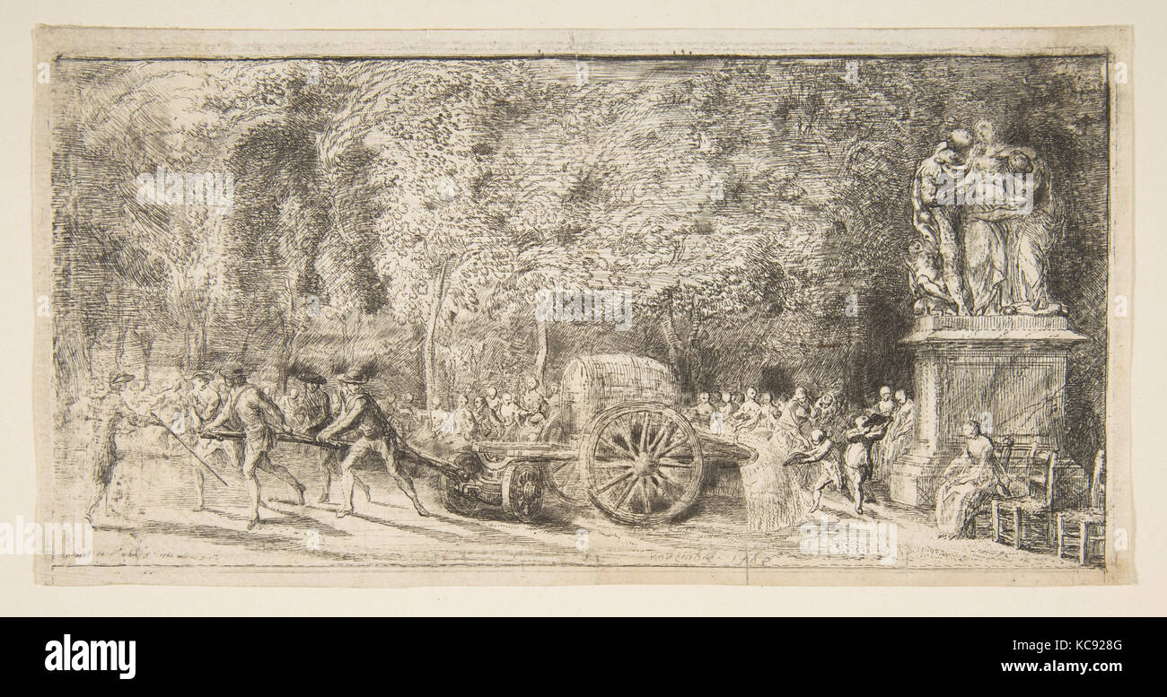 Szene in den Tuilerien: Die Bewässerung Warenkorb, Gabriel de Saint-Aubin, 1760 Stockfoto