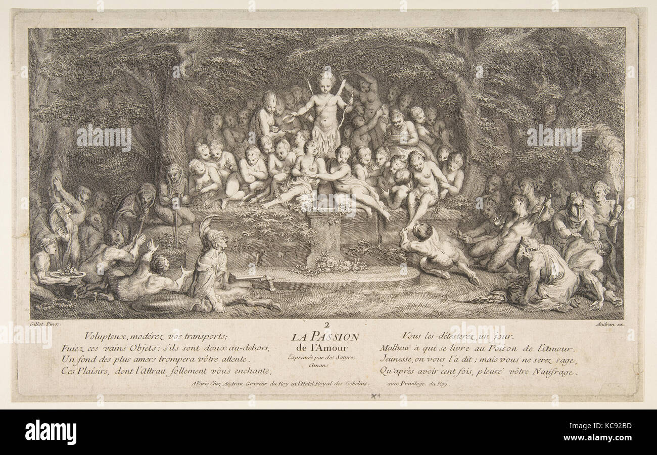 Die Leidenschaft für Liebe, n.d., Ätzen, zweite Zustand, Blatt: 9 7/16 x 14 3/4 in. (24 x 37,5 cm), Drucke, Claude Gillot (Französisch Stockfoto