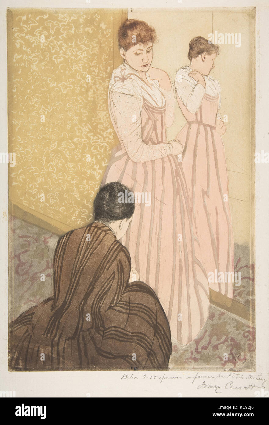 Die Montage, 1890-91, Kaltnadel und Aquatinta, in Farbe aus drei Platten gedruckt; 7. Stand der Sieben (Mathews & Shapiro Stockfoto