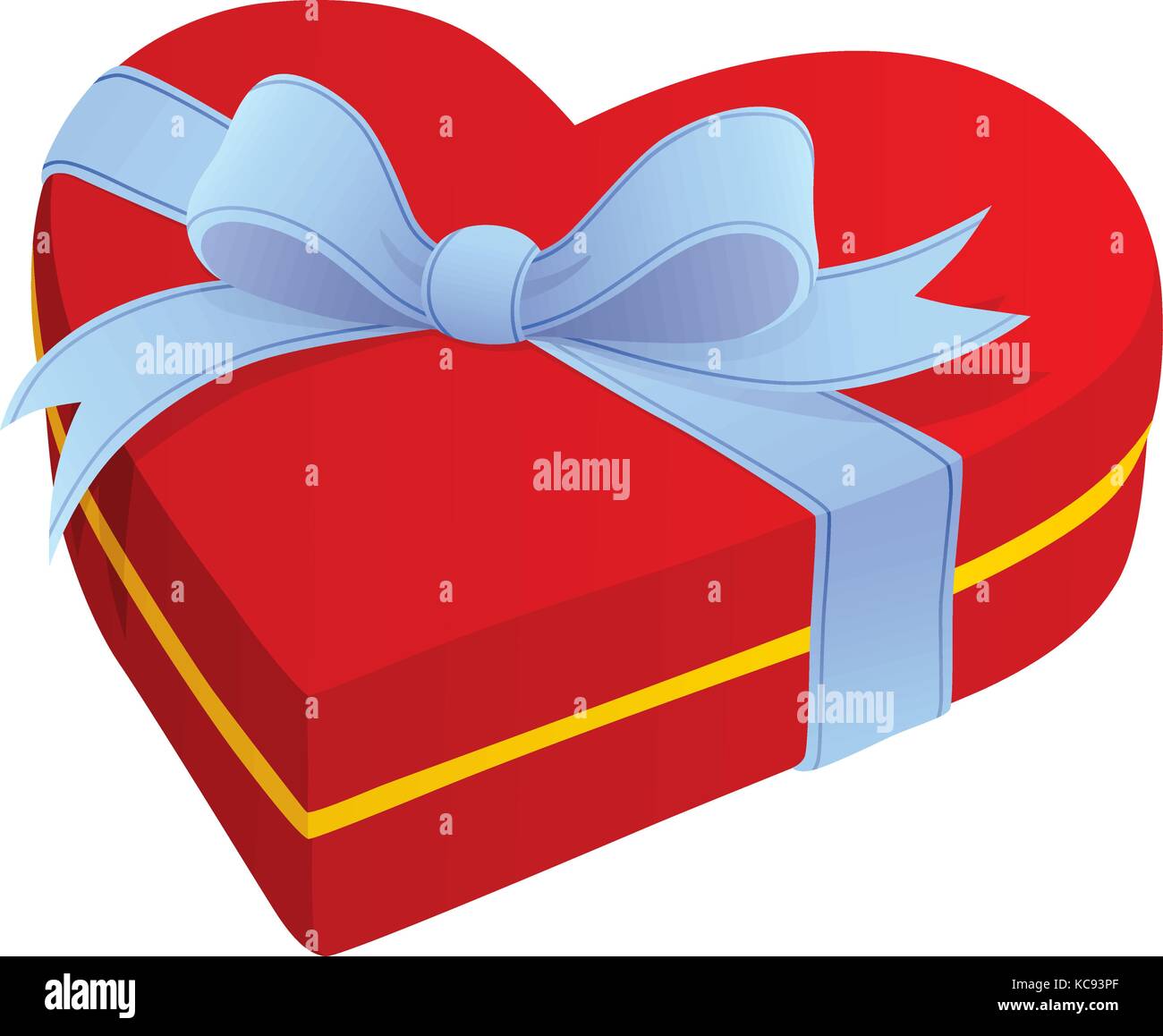 Vector Illustration Eines Roten Herzformigen Geschenkbox Mit Blauer Schleife Stock Vektorgrafik Alamy
