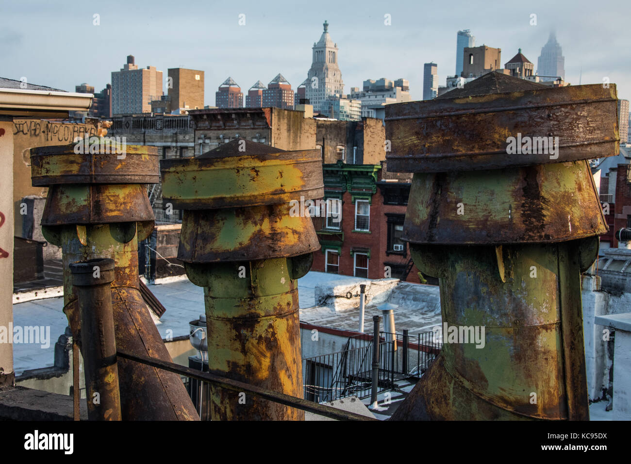 Rooftop View im East Village, Manhattan, New York City Stockfoto