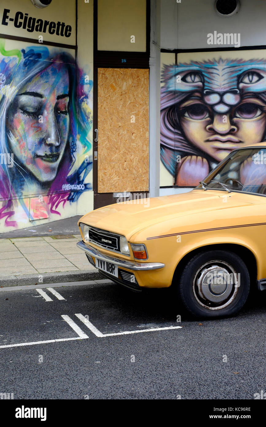 Eine alte britische Austin allegro Auto in der Straße England uk geparkt Stockfoto