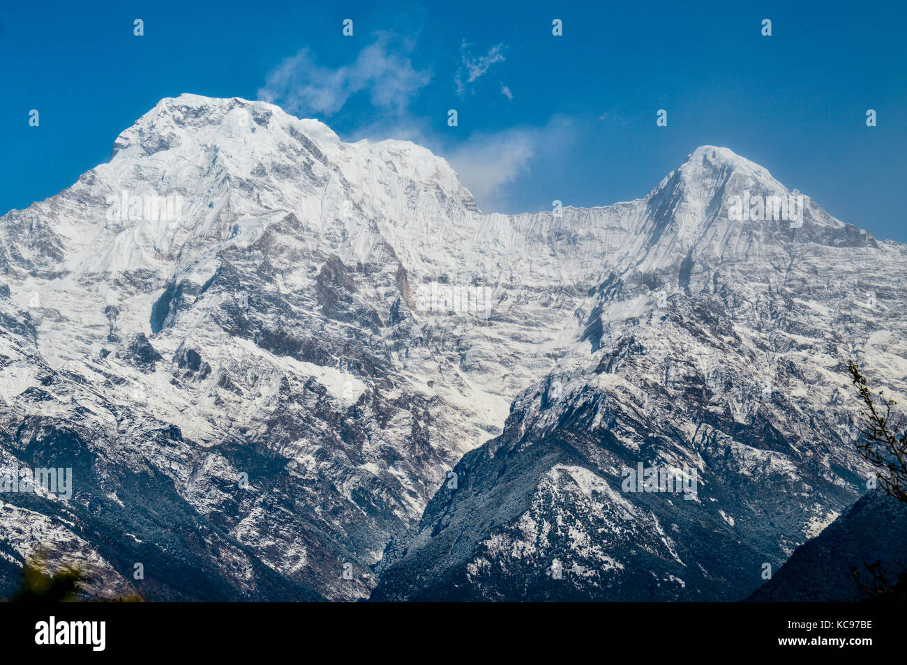 Majestätische Bergketten von Annapurna in Nepal Stockfoto