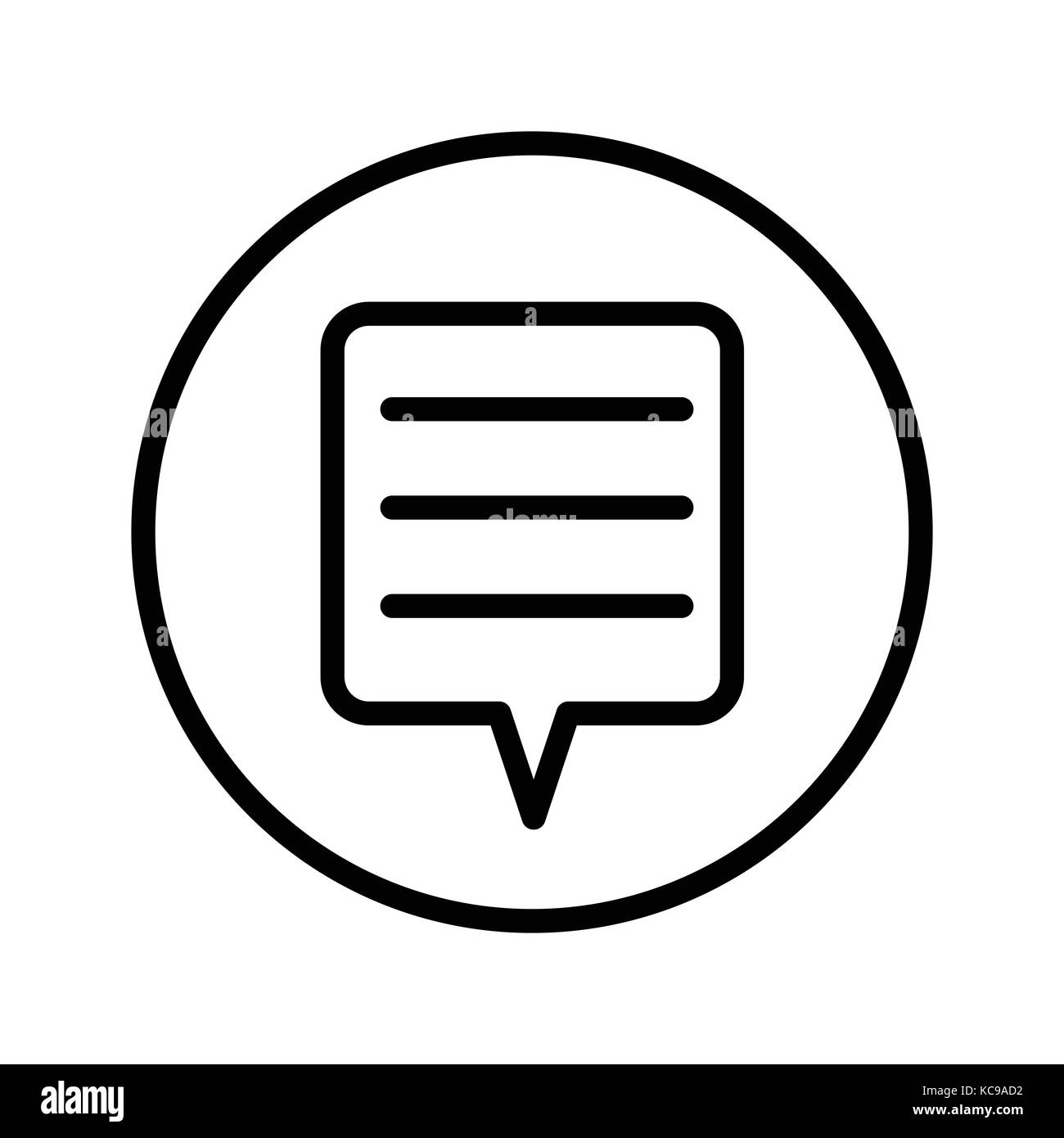 Der Vektor der Symbol "Chat" in der Circle Line, iconic Symbol in einem Kreis, auf weißem Hintergrund. Vektor ein futuristisches Design. Stock Vektor