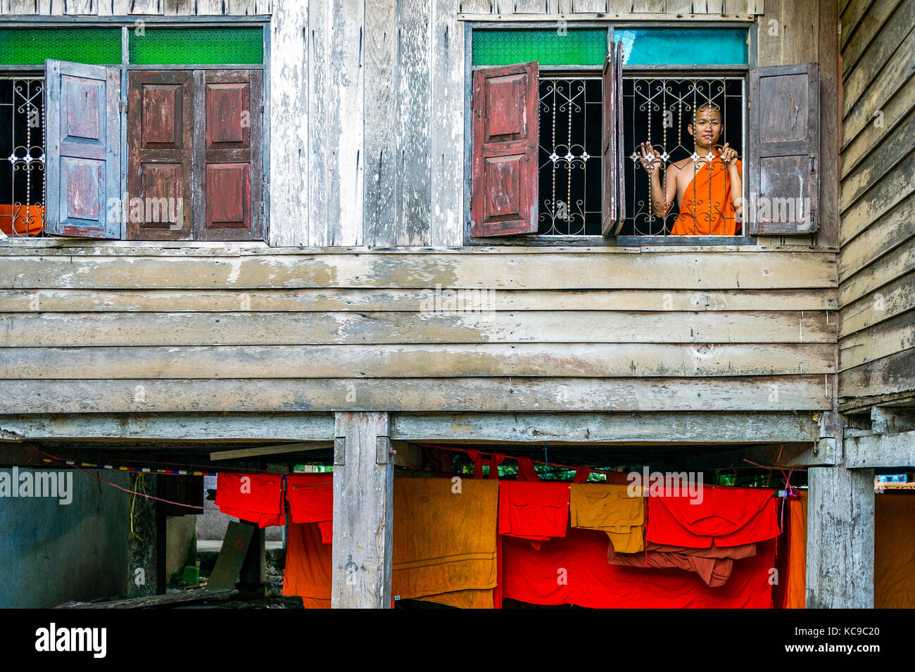 Laos. Provinz von Vang Vieng. Vang Vieng. Junge novizin Mönch Stockfoto