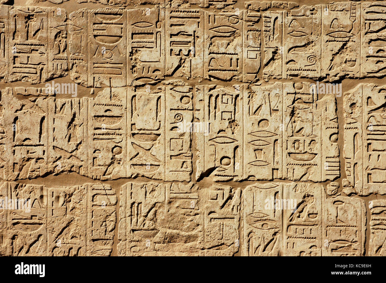 In Stein-set Hieroglyphe Wand in Ägypten Stockfoto