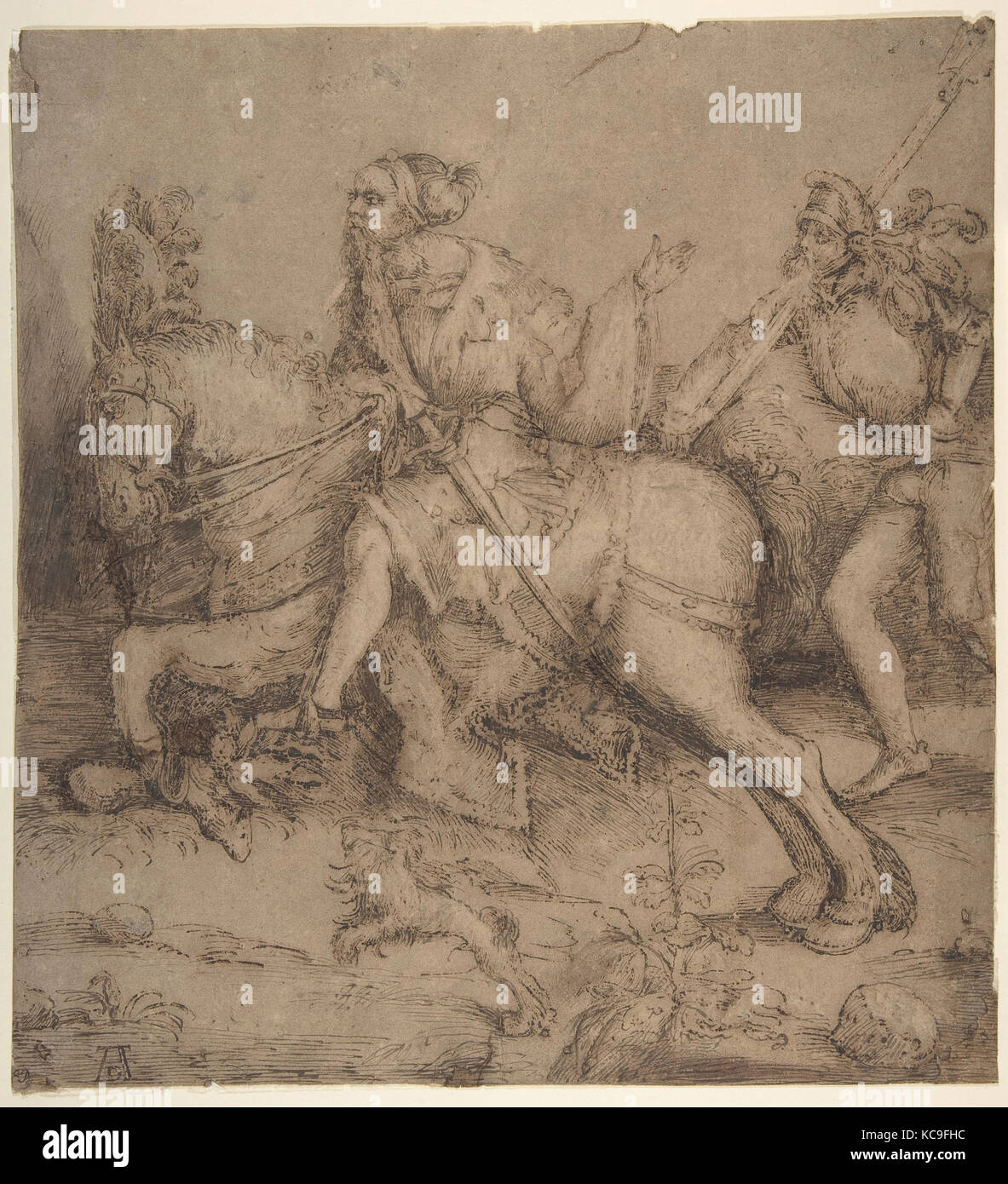 Ritter zu Pferd und Landsknecht, Albrecht Dürer, 1485-1528 Stockfoto