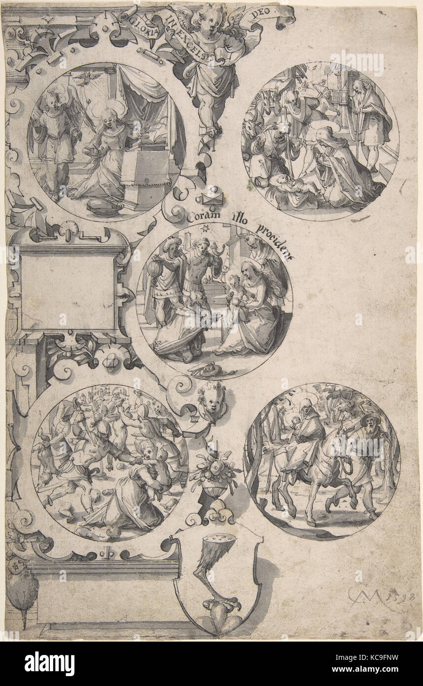 Design für ein lackiertes Glas mit Szenen aus dem Neuen Testament, Christoph Murer, 1598 Stockfoto