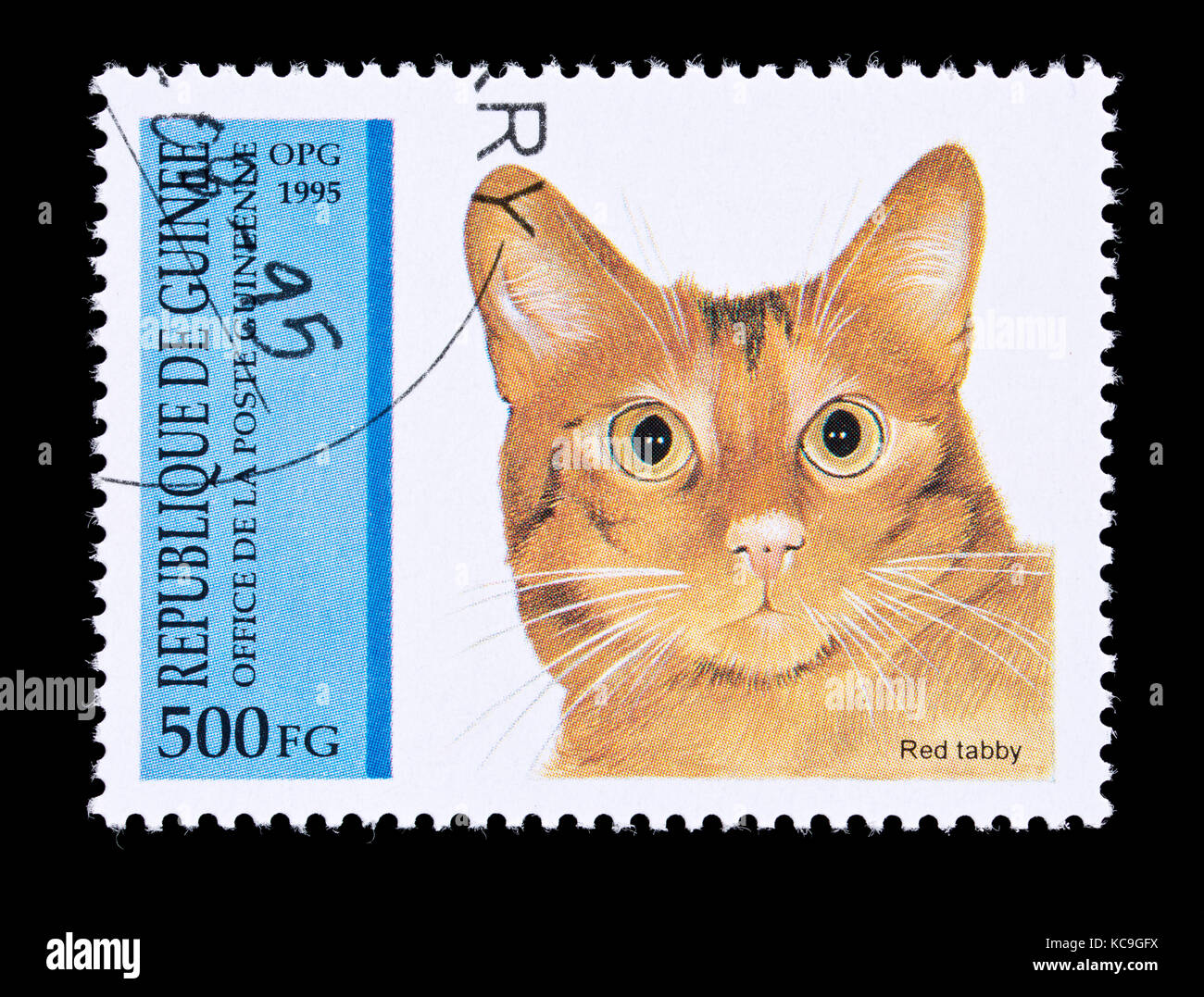 Briefmarke aus Guinea, der einen Blauen persischen Brut der Katze. Stockfoto