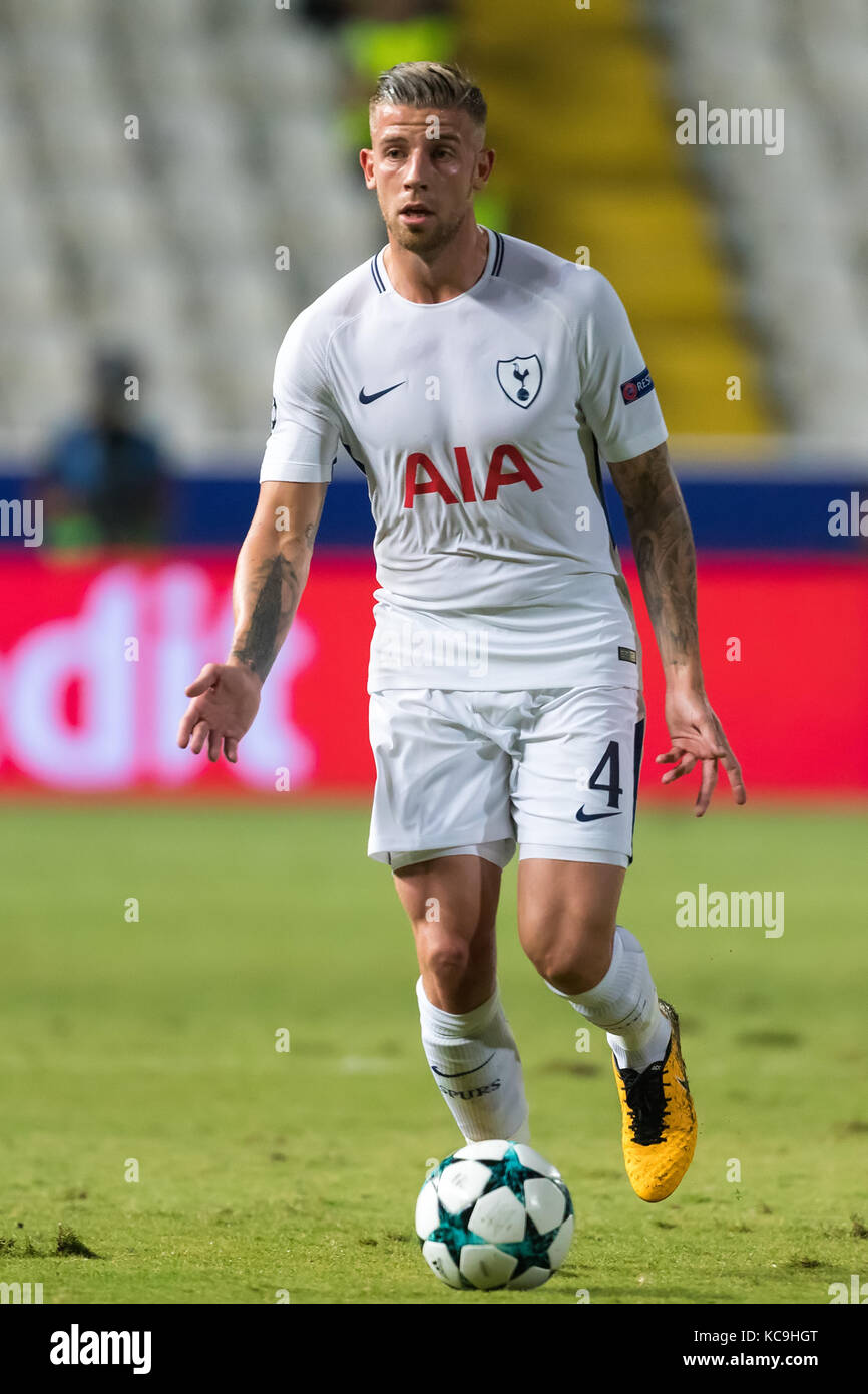 Nicosia, Zypern - 26. Semptember 2017: Spieler von Tottenham Toby Alderweireld in Aktion während der UEFA Champions League Spiel zwischen APOEL VS Tottenh Stockfoto