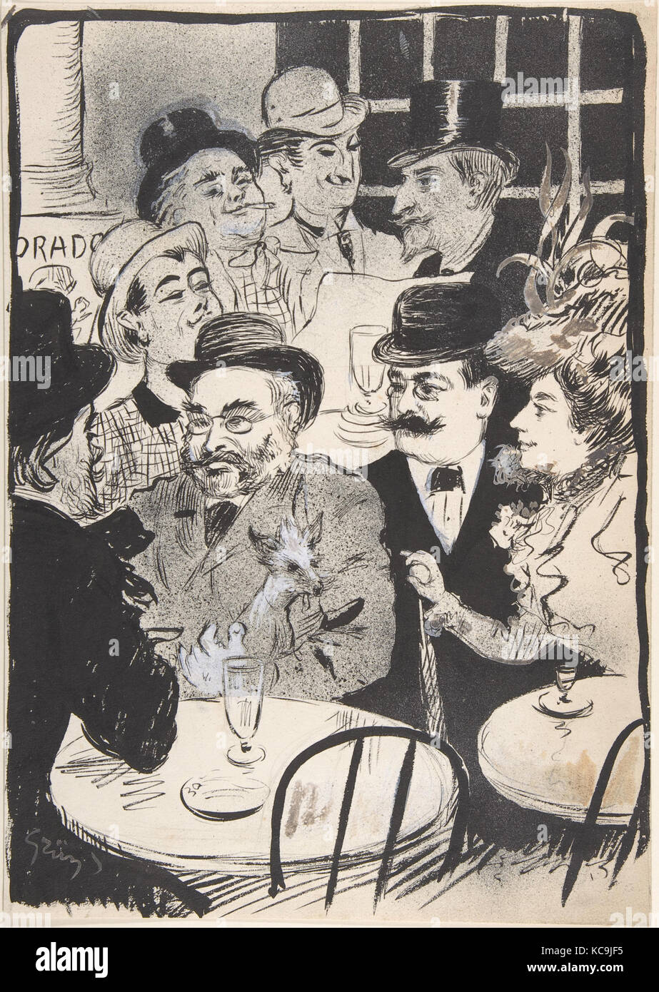 Café Szene, Jules-Alexandre Grün, Ende des 19. Anfang des 20. Jahrhunderts Stockfoto