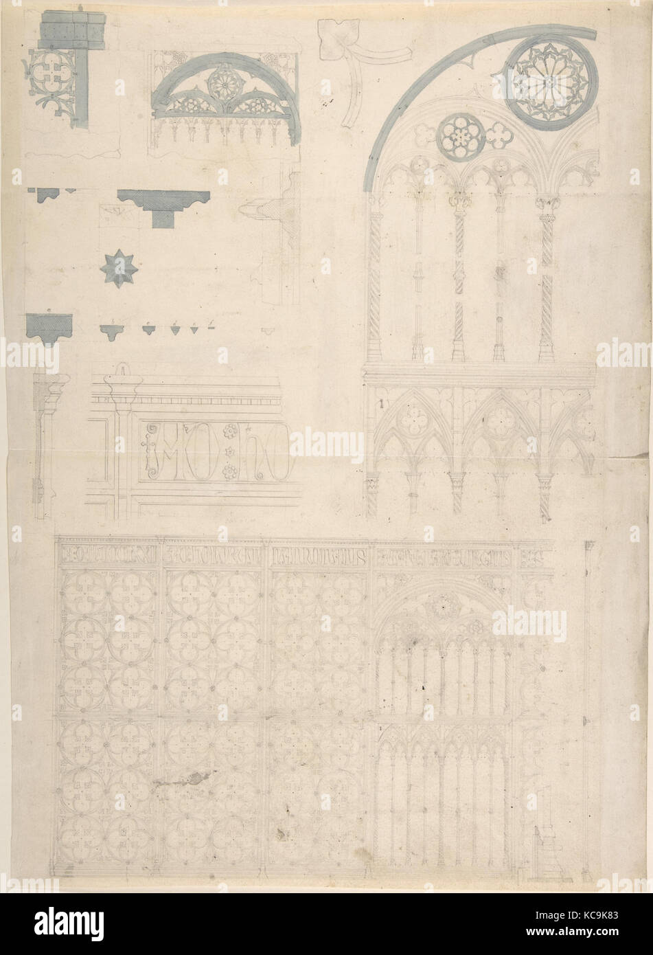Maßwerk- und Kirche Ornament, Anonym, Britische, 19. Jahrhundert, zweite Hälfte 19. Jahrhundert Stockfoto