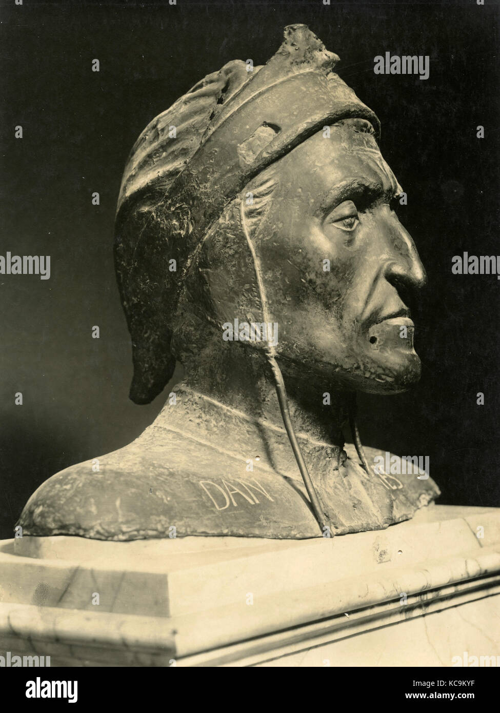 Dante, bronzebüste Stockfoto