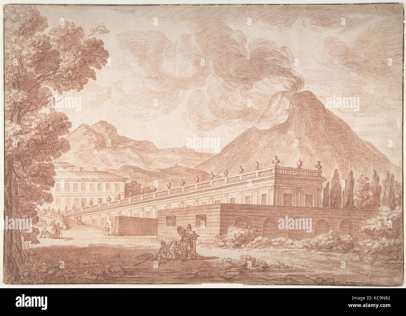 Der Palazzo Reale auf Pórtici mit dem Vesuv im Hintergrund, Louis Chaix, N. d Stockfoto