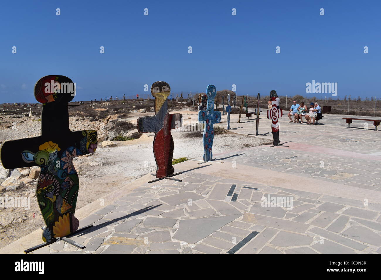 Die Schülerinnen und Schüler Kunstwerke am Meer in Paphos, als Teil der pafos 2017 europäische Kulturhauptstadt. Stockfoto