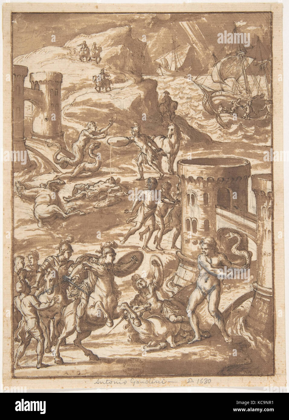 Mythologische Szene, an Antonio Gandini, 1602 - 30 zugeordnet Stockfoto