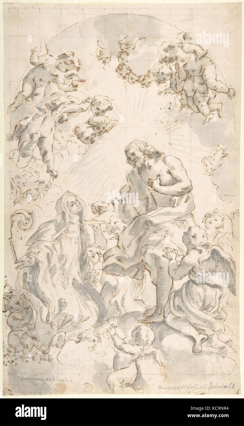 Christus, der Host zu einem Heiligen Äbtissin (nach gaulli), nach Giovanni Battista Gaulli, 1639 - 1709 Stockfoto