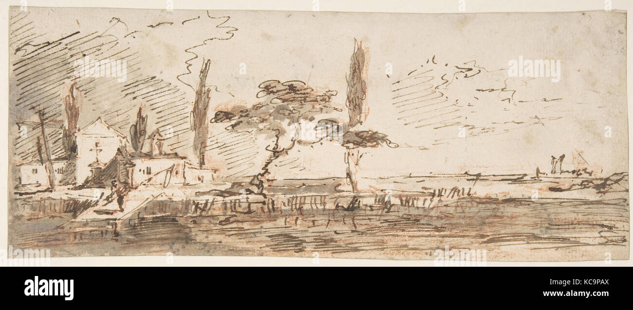 Die Insel von Anconetta (recto); zwei Füße tragen spitze Schuhe (verso), Francesco Guardi, 1712-93 Stockfoto