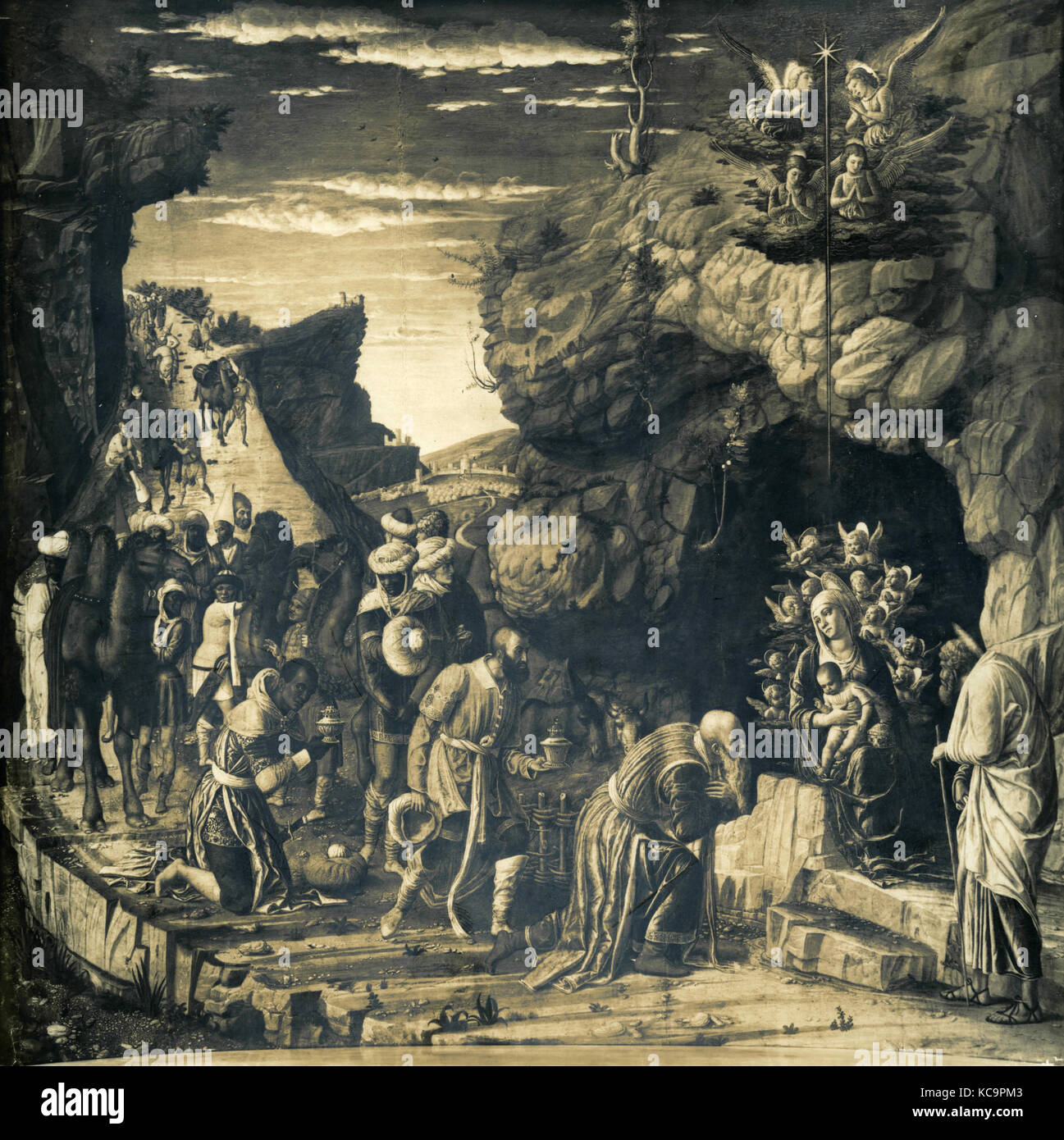 Die Anbetung der Könige, Gemälde von Andrea Mantegna Stockfoto