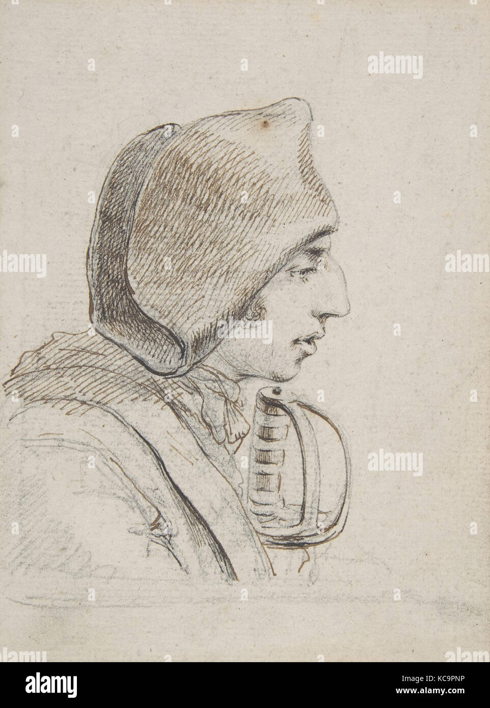 Kopf eines Soldaten im Profil, mit einem Schwert Griff, Baron Dominique Vivant Denon, Ca. 1794 Stockfoto