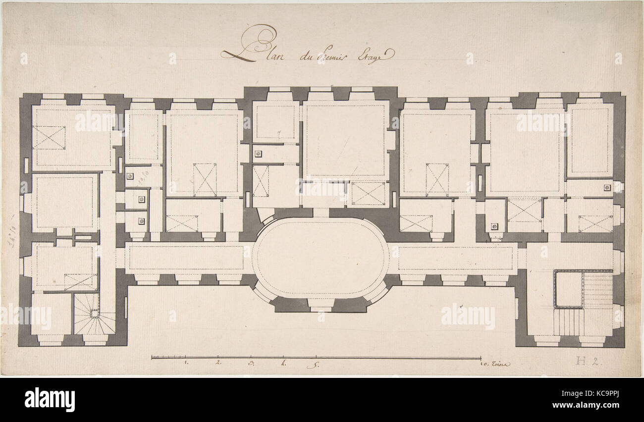 Grundriss für die zweite Etage eines Palastes, Degana, N. d Stockfoto