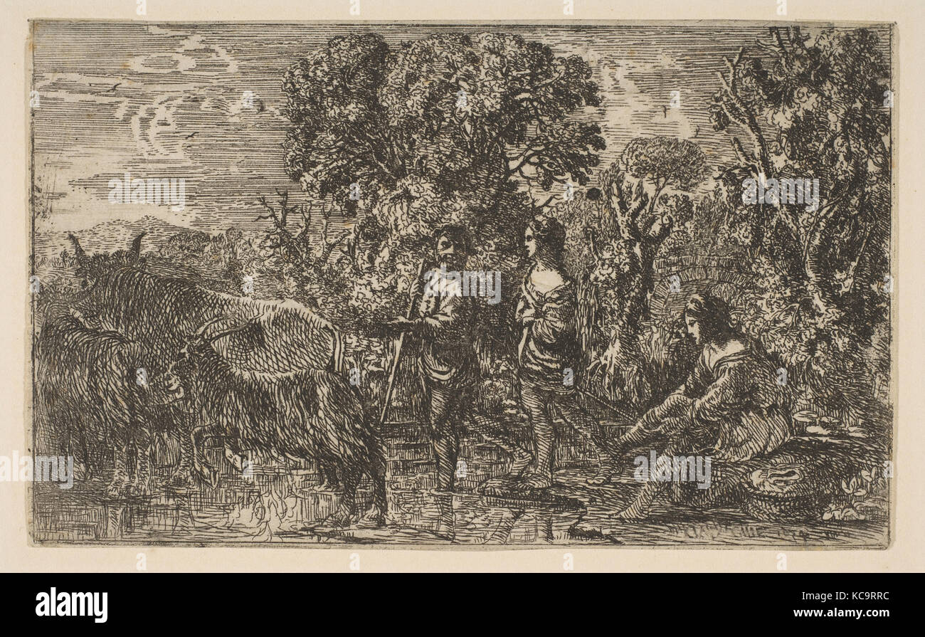 Der Ford, 1634, Radierung; 2. der Zustand von fünf (Mannocci), Blatt: 4 1/8 x 6 11/16 in. (10,5 x 17 cm), Drucke, Claude Lorrain Stockfoto