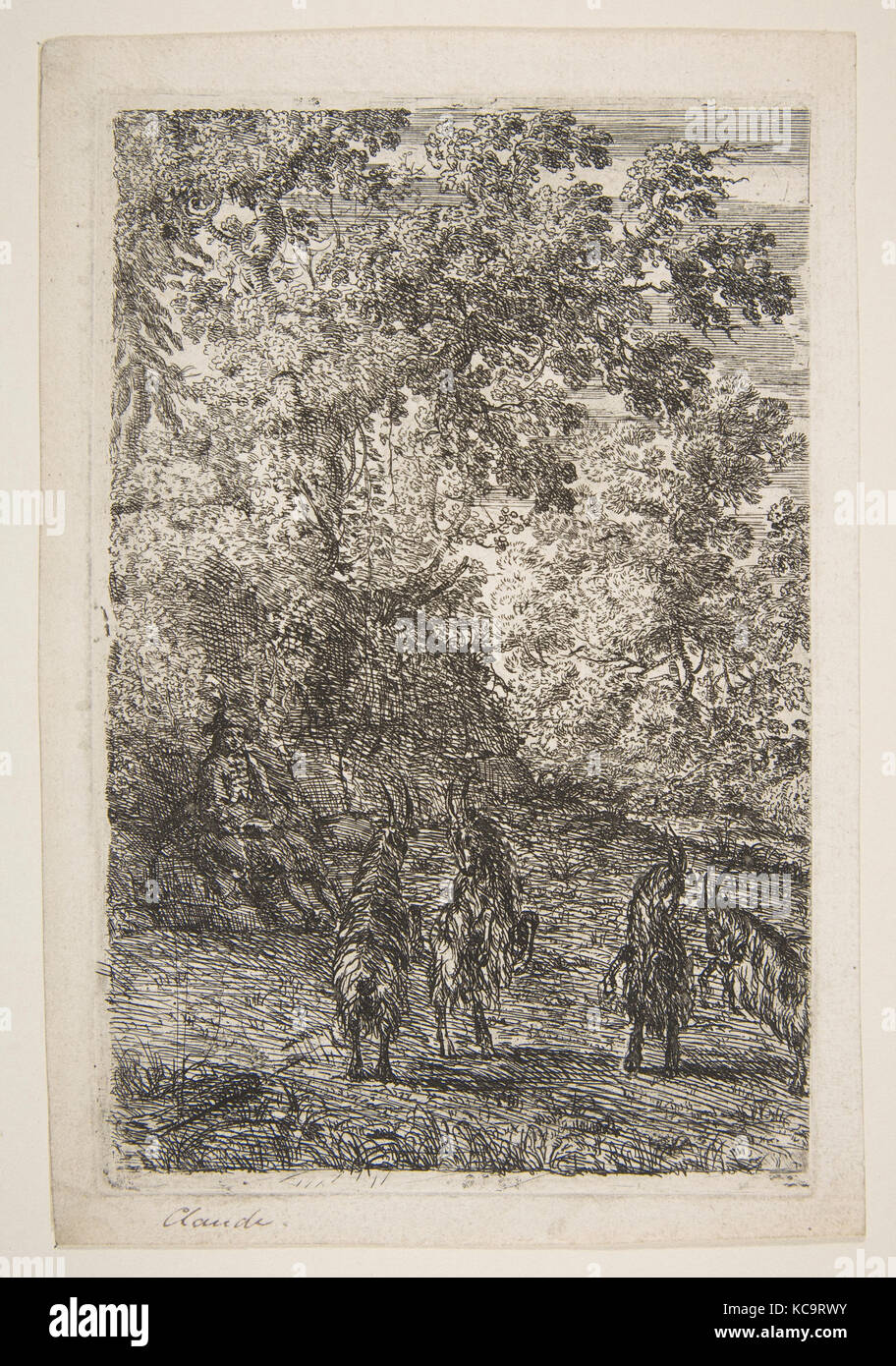 Vier Ziegen (linker Teil der Ziegen), Claude Lorrain, Ca. 1630 - 33 Stockfoto