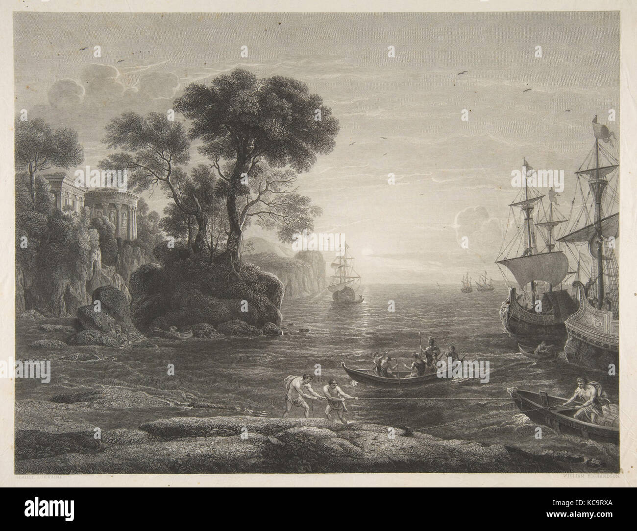 Hafen Szene, 1842-77, Ätzen, Blatt: 12 3/16 x 13 9/16 in. (31 x 34,5 cm), Drucke, William Richardson (Briten, aktive 1842 Stockfoto