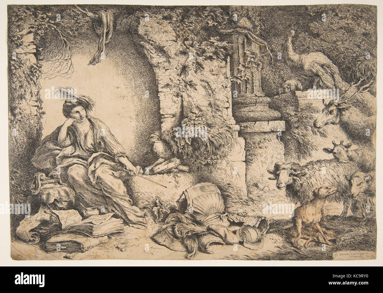 Circe mit die Gefährten des Odysseus geändert in Tiere, Giovanni Benedetto Castiglione, 1650-51 Stockfoto